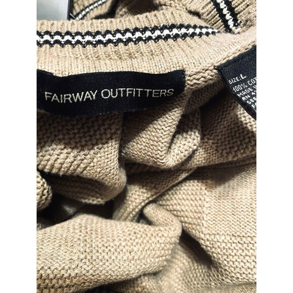 Fairway Outfitters Golf Sweater Men L Brown Textured Checks Golf Club Graphics - Picture 14 of 16